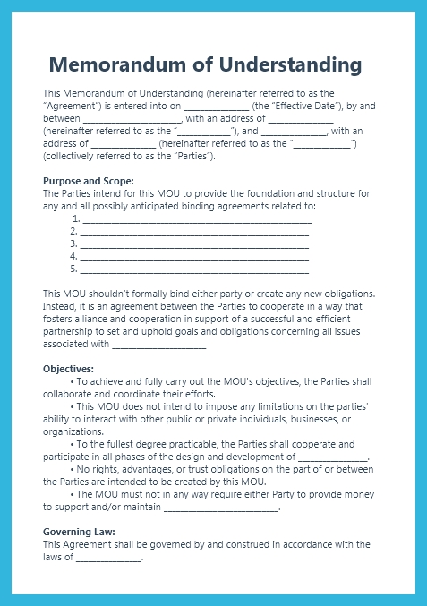 Agreement Of Understanding Template